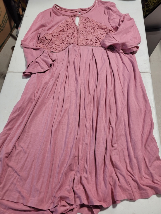 Dresses & Skirts - Dusty Rose Crochet Yoke Swing Dress